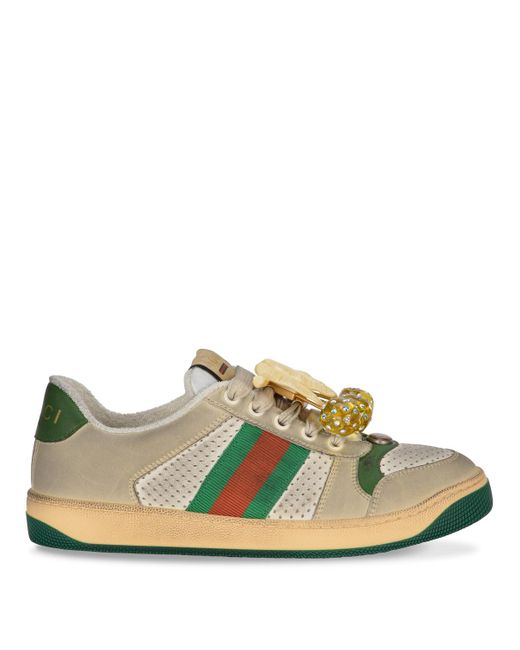 Gucci Green Screener Sneakers With Cherries