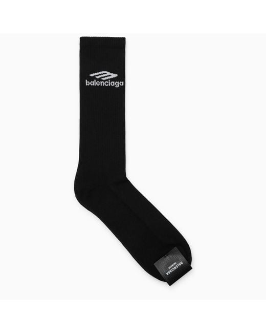 Balenciaga Black 3B Sports Icon Rib-Knit Socks for men