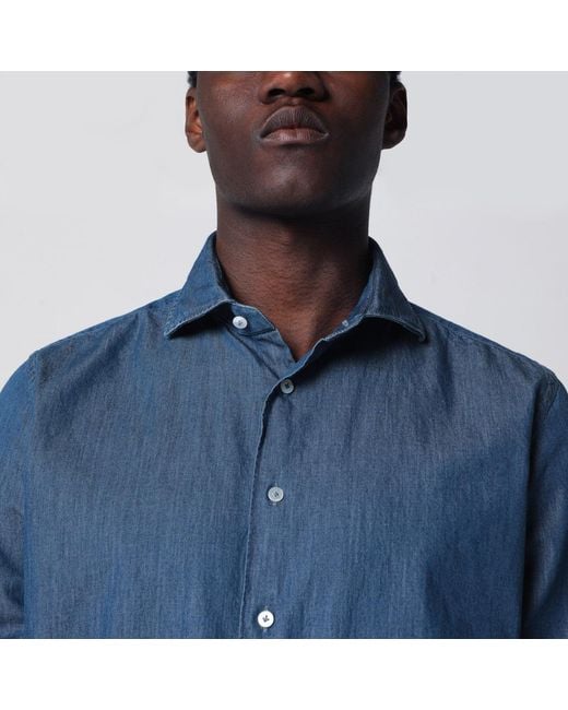 Xacus Blue Tailor Fit Denim Shirt for men
