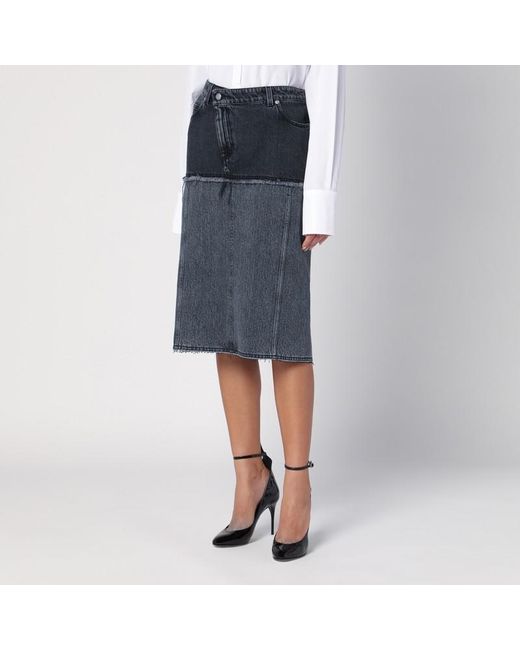 Jupe En Denim Bicolore Noire Alexander McQueen en coloris Blue