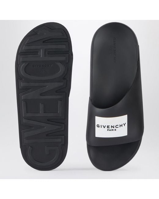 Givenchy Blue Rubber Label Slide Flat Mules for men