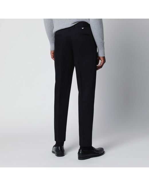 PT Torino Black Wool Tailored Slim-Fit Trousers for men