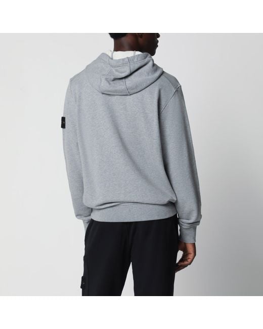 Stone Island Gray Mélange Cotton Hoodie for men