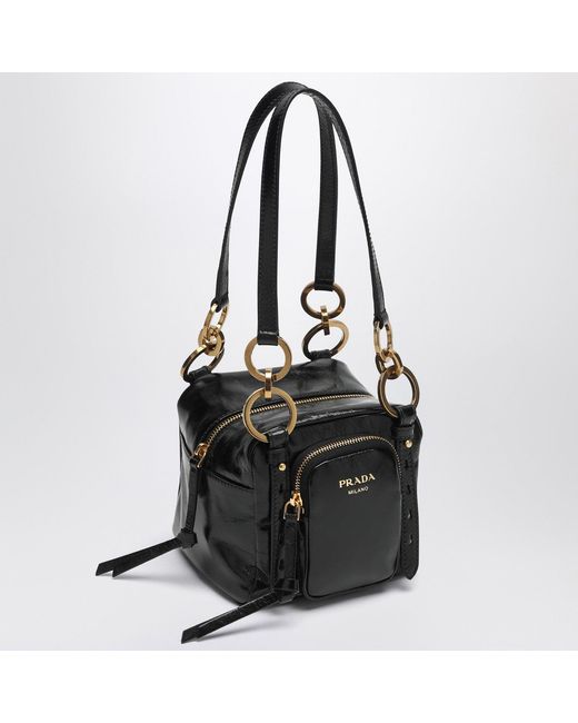 Prada Black Mini Dangle Handtasche Schwarz