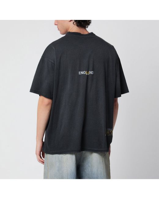 Represent Black Faded T-Shirt With Eagle Logo Print for men