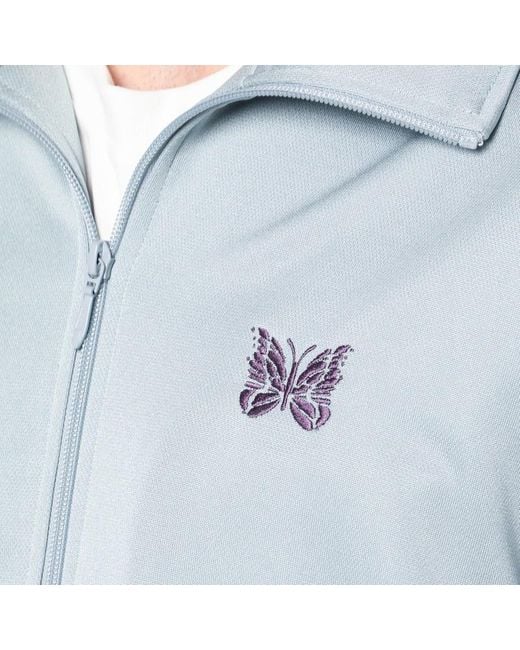 Felpa con zip grigia azzurra/viola di Needles in Blue da Uomo