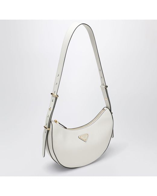 Prada White Arqué Medium Shoulder Bag