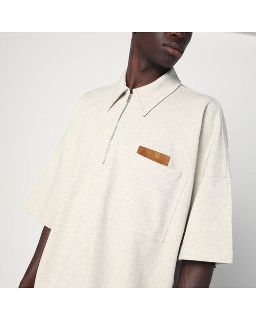 Bottega Veneta Sea Salt Meliertes Baumwoll-Poloshirt in Natural für Herren