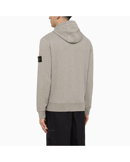 Stone Island Gray Melange Sweatshirt Hoodie With Logo for men