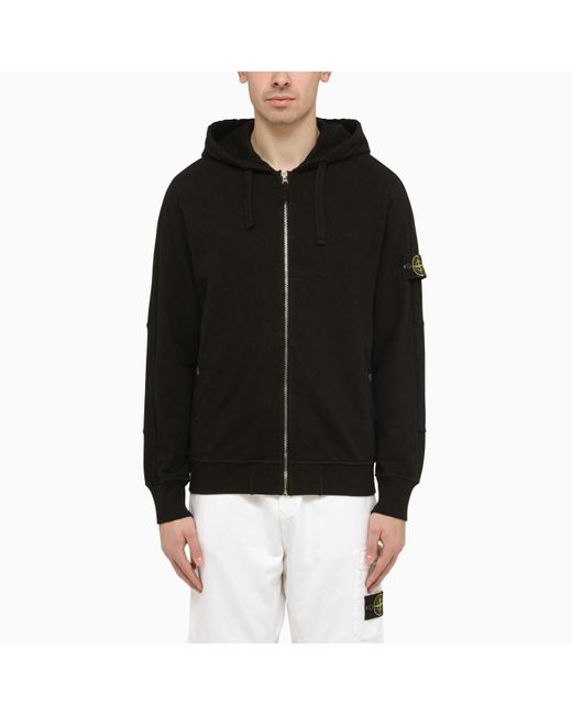 Stone Island Black Zip And Hoodie With Logo for men