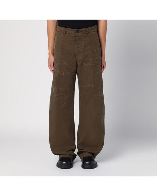 DSquared² Brown Military Wide Trousers With Wear for men