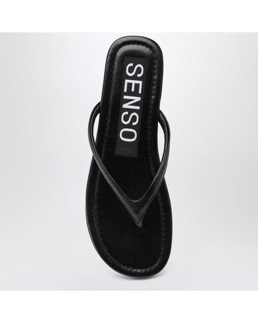 Senso Black Ebony Leather Nora Slides
