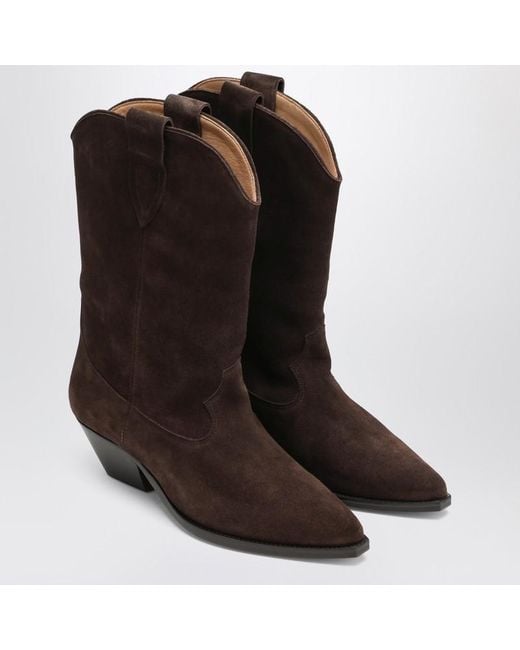 Stivale cowboy duerto chocolate in suede di Isabel Marant in Brown
