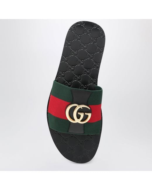 Gucci Red Leather Riviera Slides for men