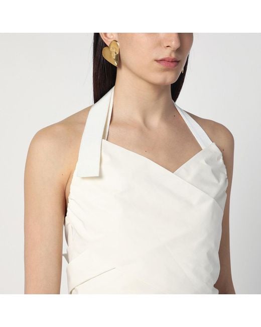 Patou White Ivory Dress With A Bow On The Back