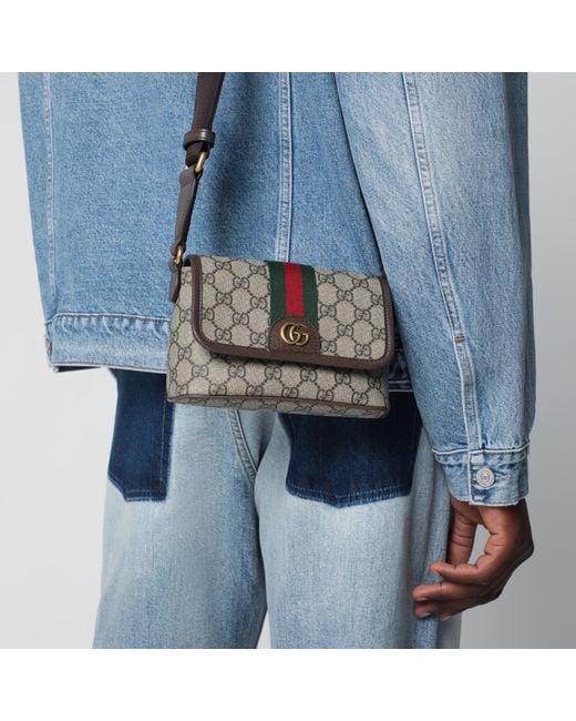 Gucci Gray Mini Ophidia Shoulder Bag for men