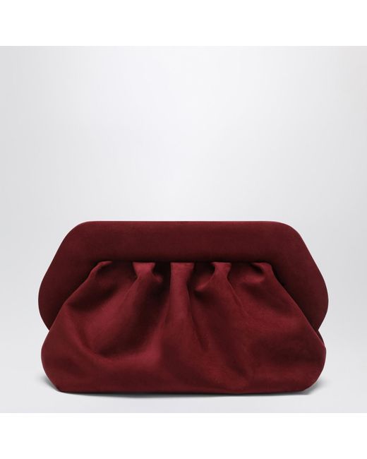 THEMOIRÈ Red Medium Bios Clutch Plum Suede Effect