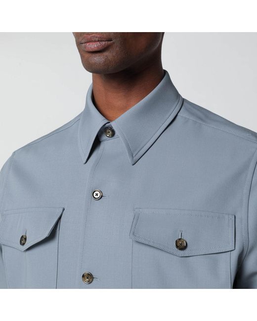 Lardini Blue Wool Shirt Jacket for men