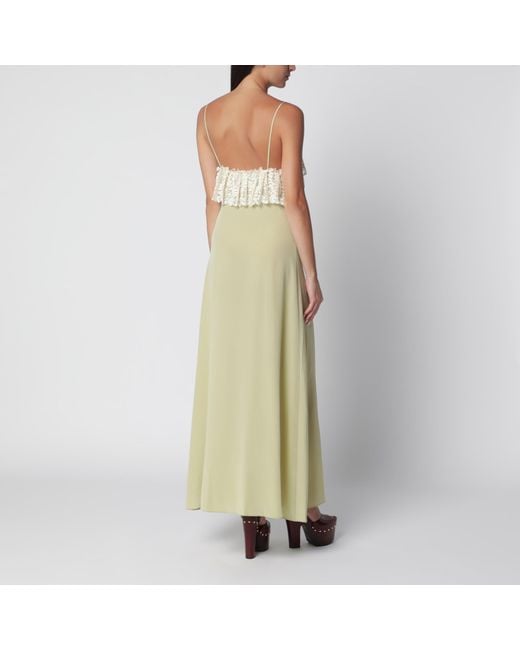 Chloé Green Long Dusty Silk Slip Dress