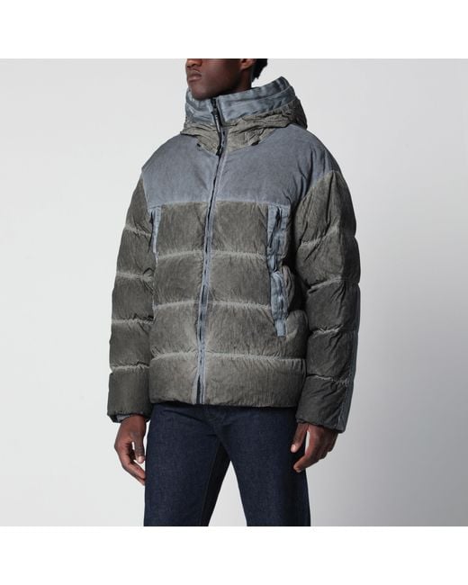 C P Company Gray Eco-Chrome R Mixed Goggle Down Jacket for men