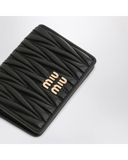 Miu Miu Black Kartenhalter Schwarz Aus Gestepptem Nappaleder
