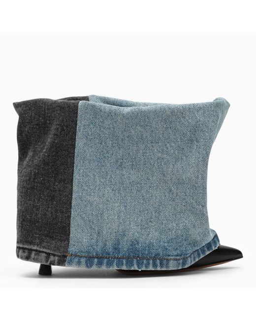Loewe Blue Denim And Leather Ankle Boot