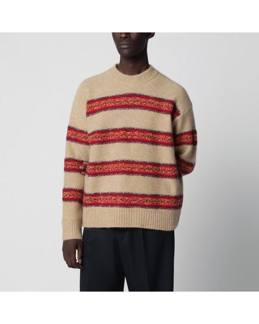 Dries Van Noten Red Striped Wool-Blend Sweater for men