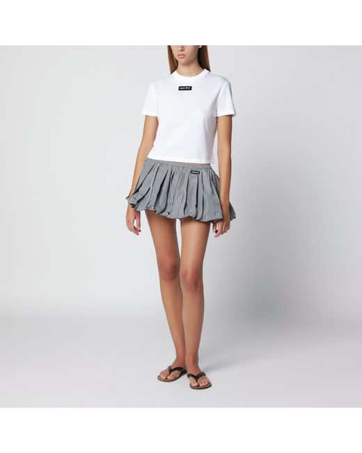 Miu Miu White Jersey T-Shirt With Logo