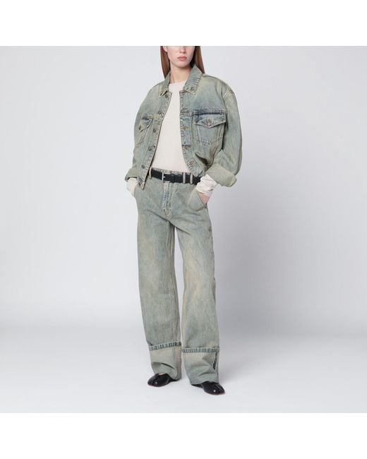 Entire studios Gray Wide Leg Jeans With Washed Effect