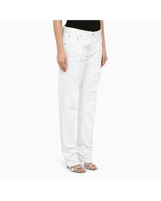 Pantalone con usure in cotone di DSquared² in White
