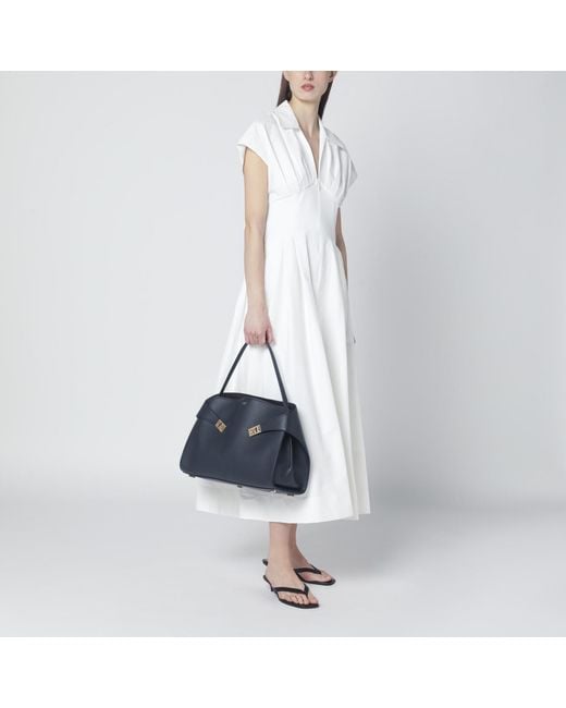 Ferragamo Blue And Leather Hug Soft L Handbag