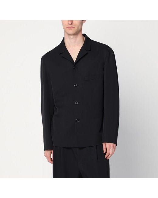 Giacca camicia nera in misto lana di Lemaire in Black da Uomo