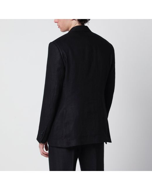 Lardini Black Single-Breasted Linen Jacket for men