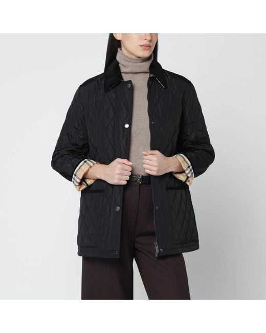 Veste Matelassée Noire En Nylon Burberry en coloris Black