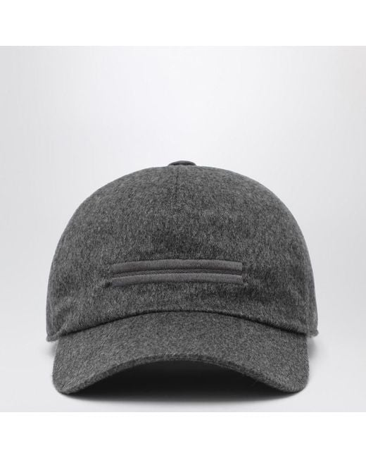 Zegna Dark Gray Cashmere Baseball Cap for men