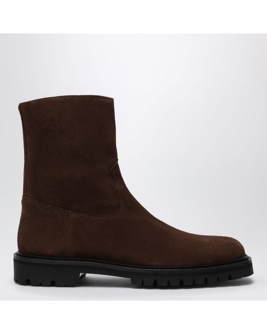 VINNY'S Brown Moto Ankle Boots for men