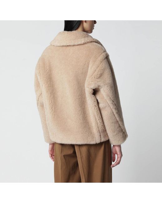 Max Mara Natural Light Alpaca And Wool Teddy Cropped Coat