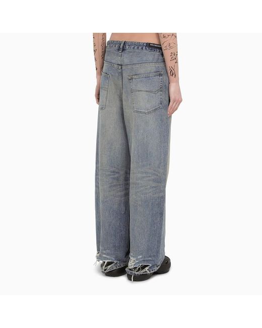 Jeans baggy oversize chiaro in denim slavato di Balenciaga in Gray