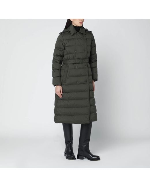 Burberry Black Dark Double-Breasted Padded Coat With Belt