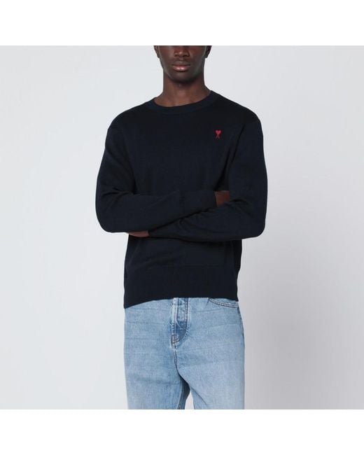Maglione ami de coeur navy di AMI in Black da Uomo
