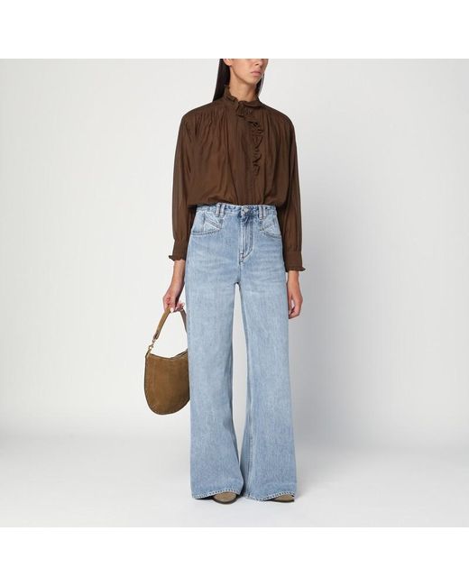 Camicia pamias con volant color kaki di Isabel Marant in Brown