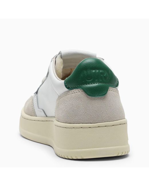 Autry Medalist Sneakers In White/green And Suede for men