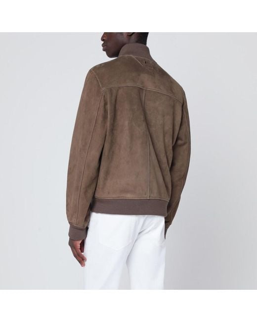 Bomber con zip in pelle scamosciata di Salvatore Santoro in Brown da Uomo