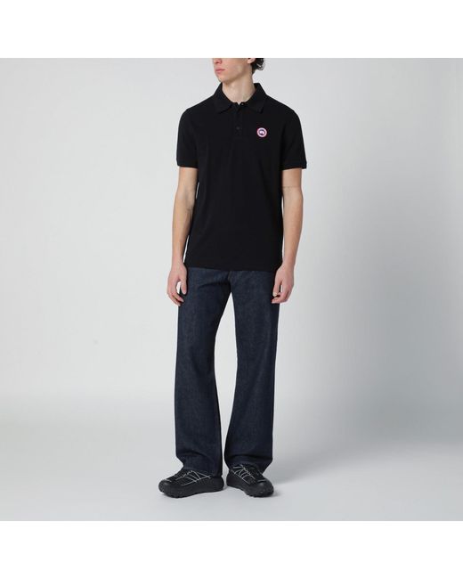 Canada Goose Black Polo Shirt With Logo Patch for men