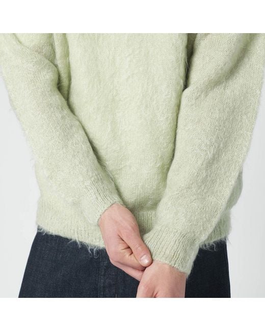 Auralee Green Light Brushed Mohair-Blend Sweater for men