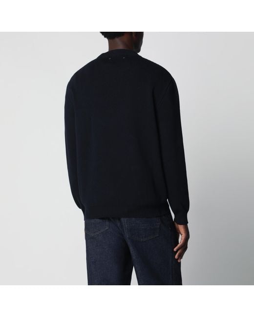 Golden Goose Deluxe Brand Black Dark Cotton-Blend Sweater With Distressed Effect for men