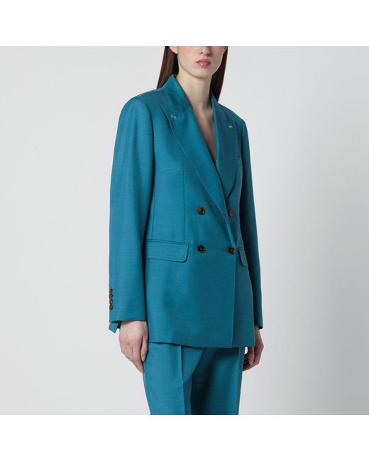 Max Mara Blue Woolblend Doublebreasted Jacket
