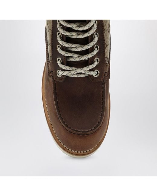 Gucci Schnürstiefelette Mit Gg-Einsatz in Brown für Herren