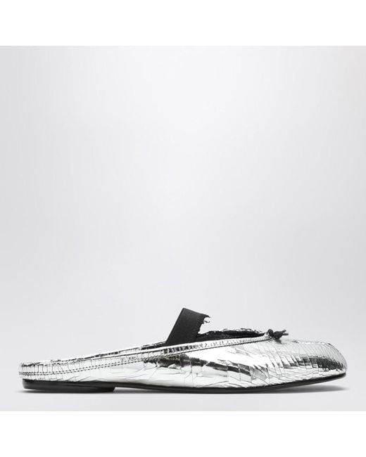 Maison Margiela White Mule Tabi Broken Mirror Silver