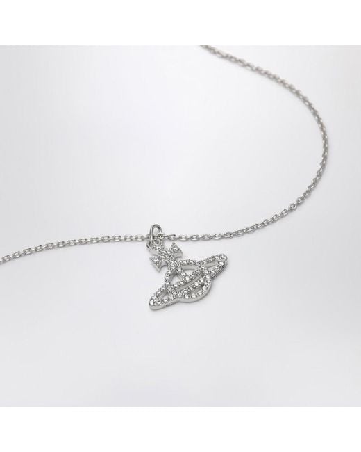 Vivienne Westwood White Platinum Orb Pendant Necklace With Crystals